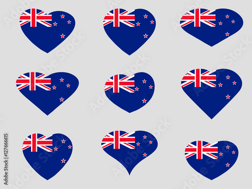 Heart with the flag of New Zealand. I love New Zealand. New Zealand flag icon set. Vector illustration.