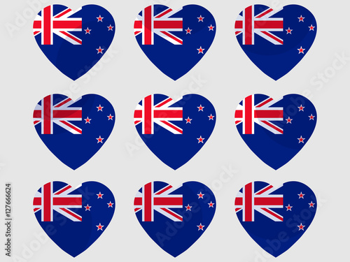 Heart with the flag of New Zealand. I love New Zealand. New Zealand flag icon set. Vector illustration.