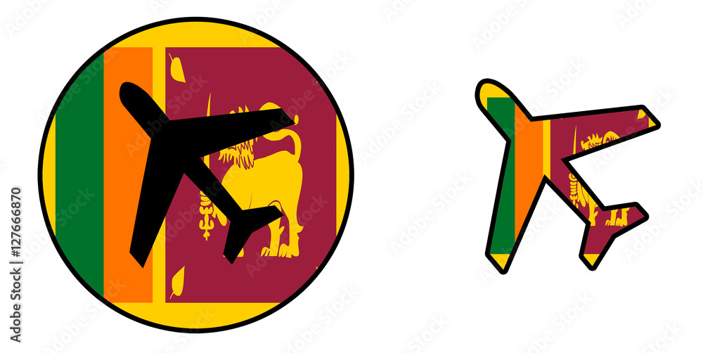 Nation flag - Airplane isolated - Sri Lanka