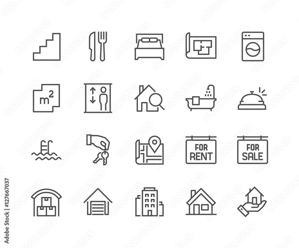 Line Real Estate Icons Line Real Estate Icons