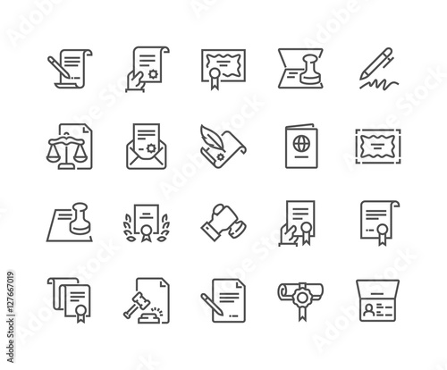 Line Legal Documents Icons