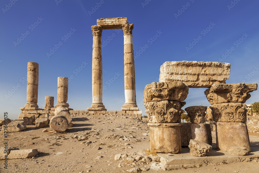 Ruins of the temple of Hercules in the ancient citadel, Amman, Jordan
