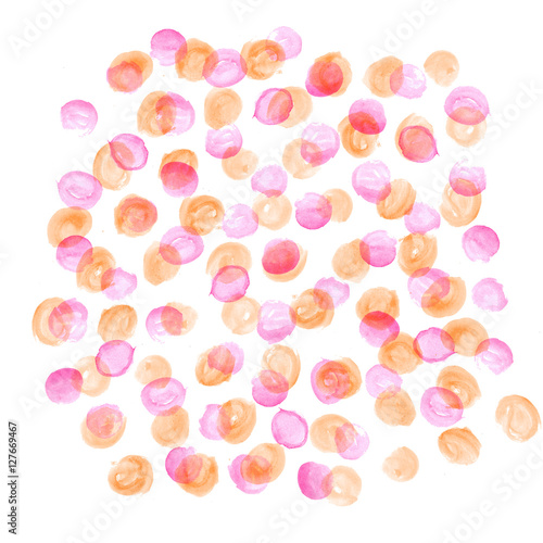 水彩 水玉模様シリーズ ピンクとオレンジ