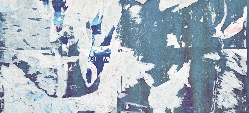 Fototapeta premium Billboard With Torn Peeled Poster Grunge Urban Abstract Backgrou