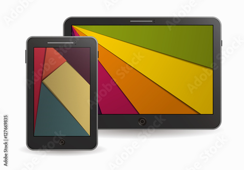 smartphone and tablet with background