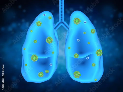 lung disease with bacteria cells photo