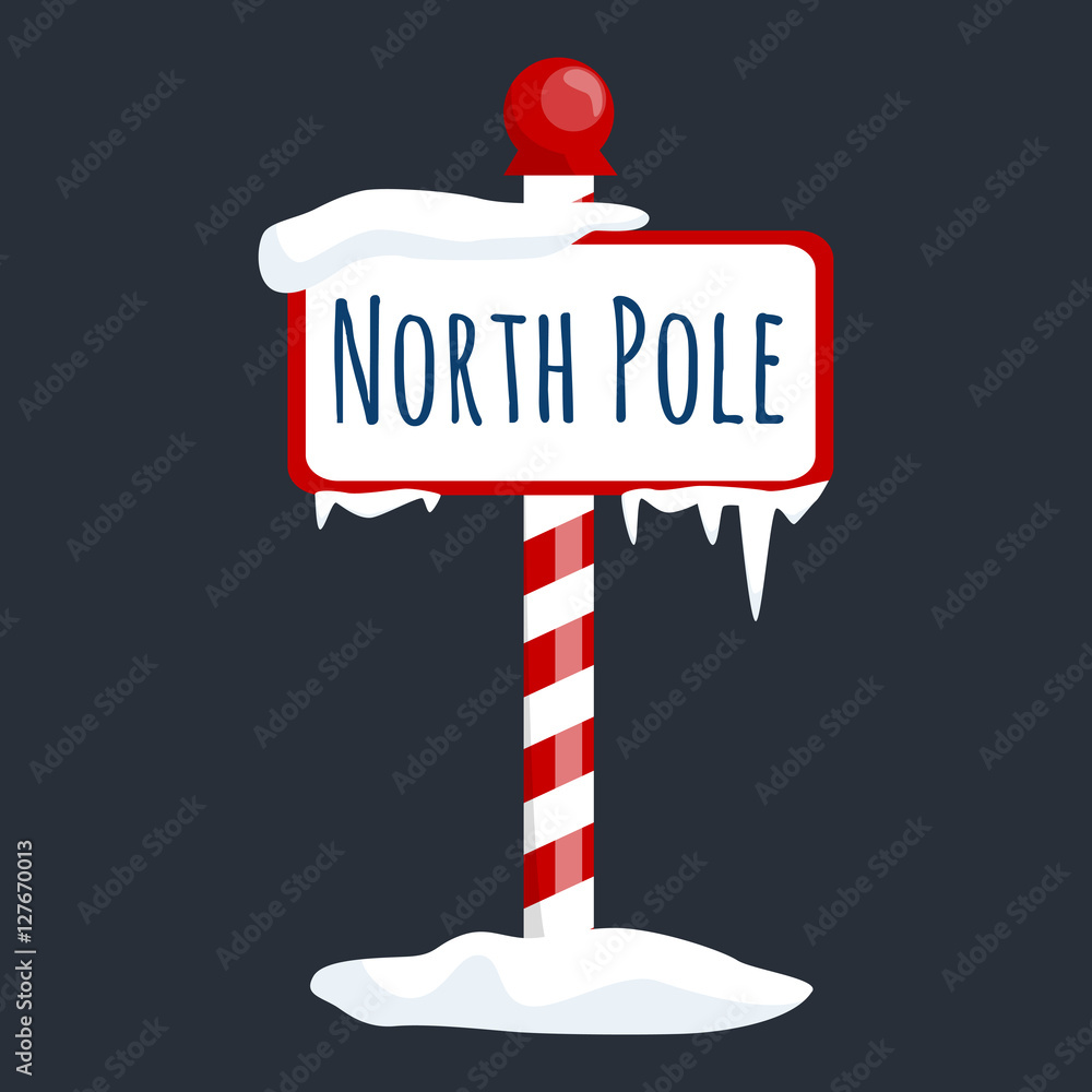christmas icon north pole sign with snow and ice, winter holiday xmas  symbol, cartoon banner Stock Vector | Adobe Stock