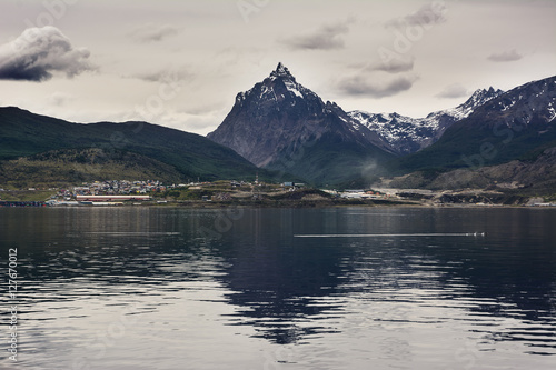 Ushuaia and mount Olivia viewed from Beagle channel (Argentina)