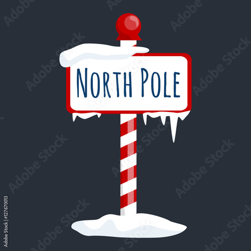 Photo christmas icon north pole sign with snow and ice, winter holiday xmas symbol, ca