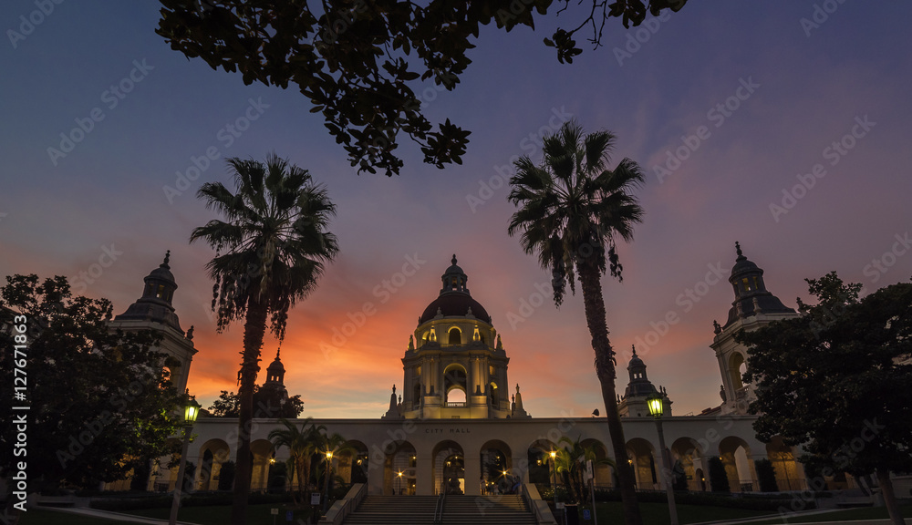 Sunset at Pasadena City Hall