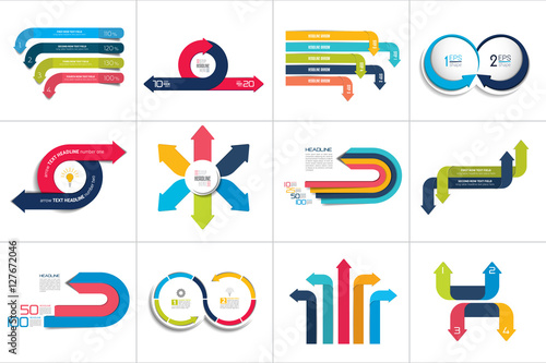 Mega set of various arrows infographic concepts.