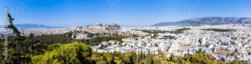 Athens, Greece, panorama view over the city and the Acropolis from Lycabettus hill