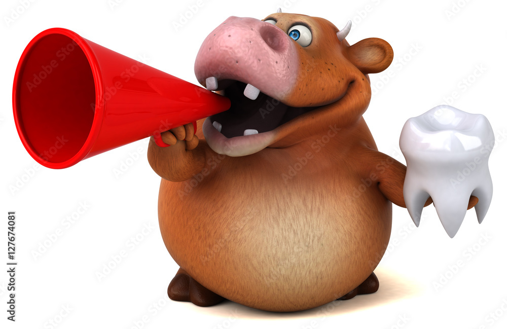 Naklejka premium Fun cow - 3D Illustration