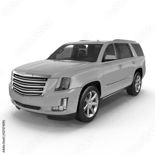 Silver Sports Utility Vehicle Isolated on White. 3D illustration