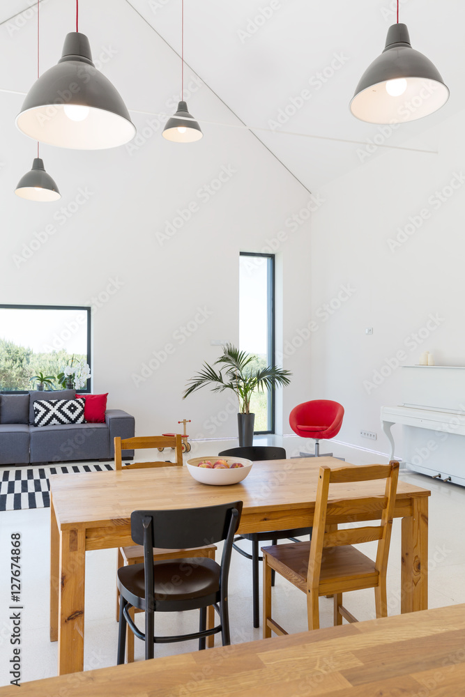 Modern spacious house with white walls Modern spacious house with white walls