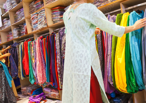 selection of clothing in the Indian store