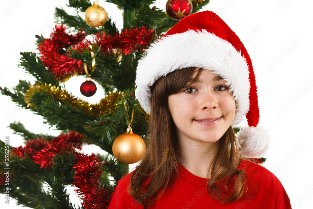 Christmas time - girl with Santa Claus Hat 