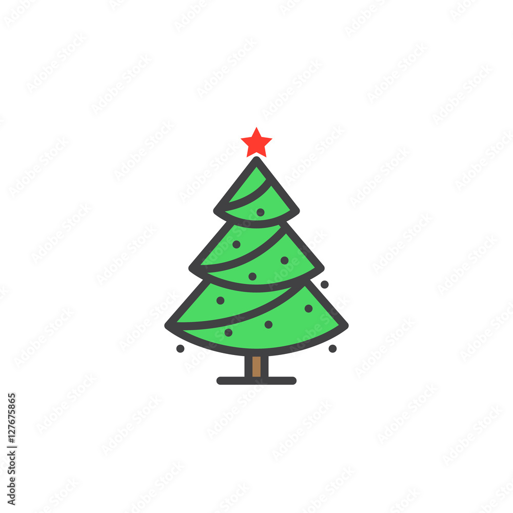 Christmas tree line icon, decorated conifer filled outline vector sign, linear colorful pictogram isolated on white. spruce logo illustration Christmas tree line icon, decorated conifer filled outline vector sign, linear colorful pictogram isolated on white. spruce logo illustration