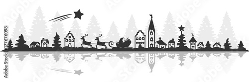 Winterliche Stadt mit Christkind