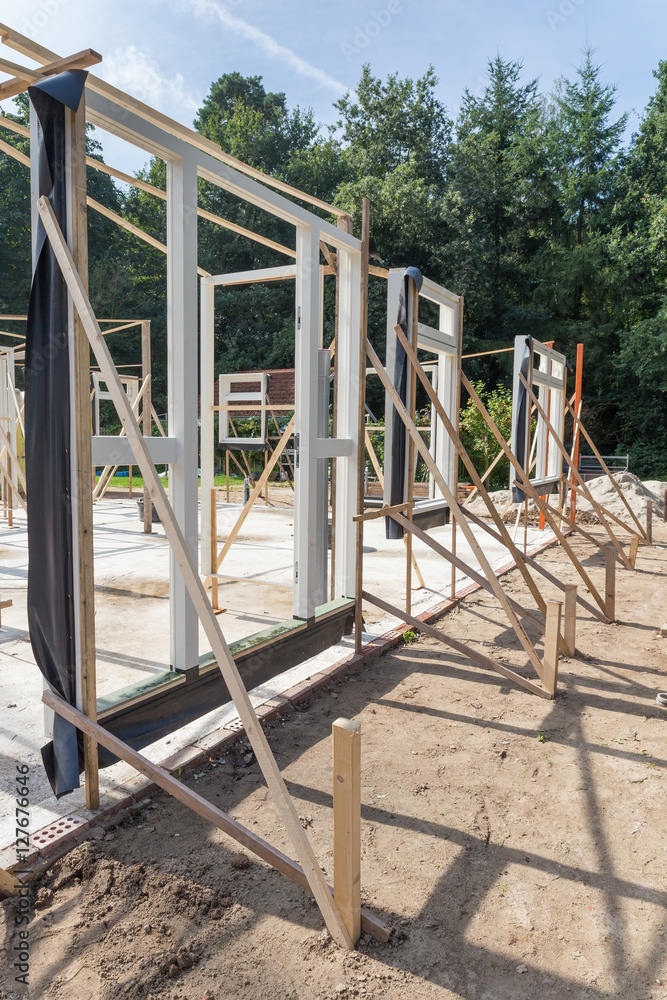 Set window and door frames new house Set window and door frames new house