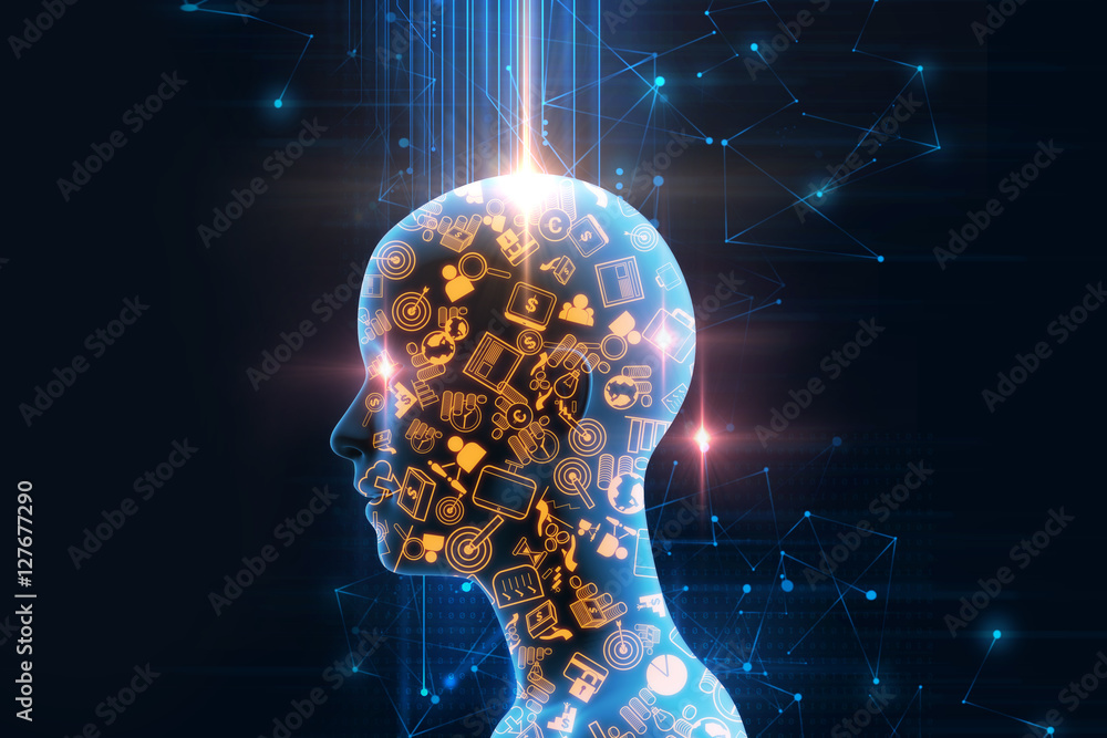 virtual human 3dillustration on business and learning technology virtual human 3dillustration on business and learning technology