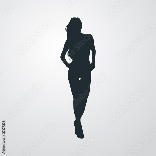 Icono plano silueta mujer sexy en fondo degradado