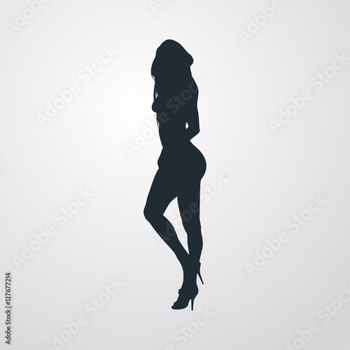 Icono plano silueta mujer sexy en fondo degradado © teracreonte