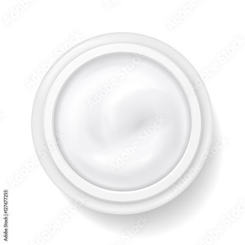 Hygienic cream in package container, top view vector illustration. Face and body care