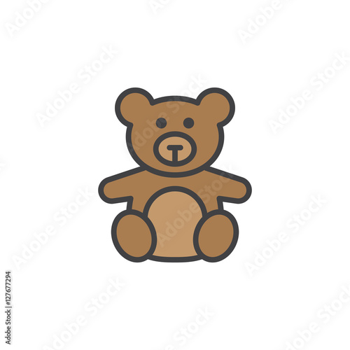 Soft toy, Teddy bear line icon, filled outline vector sign, linear colorful pictogram isolated on white. logo illustration
