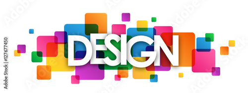 "DESIGN” overlapping vector letters icon 