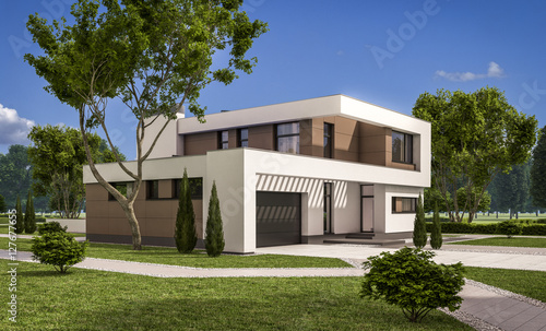 3d rendering of modern house © korisbo