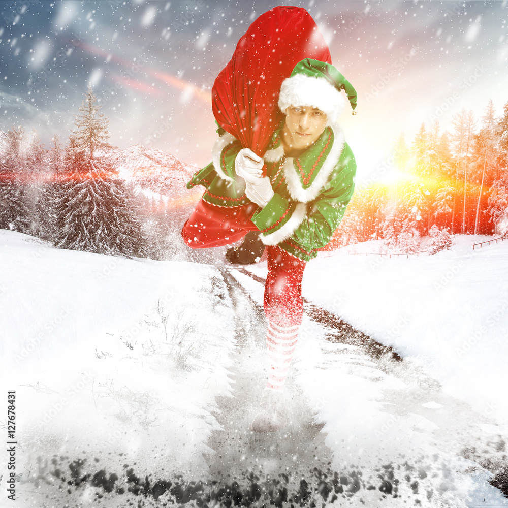 green elf and winter time green elf and winter time