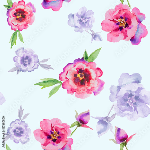 Watercolor flowers peonies. Handmade greeting cards.