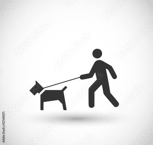 Man walking with a dog icon vector