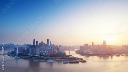 cityscape and skyline of chongqing new city at sunrise © zhu difeng