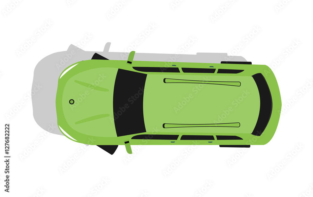 Green Car Top View Flat Design Vector Illustration Green Car Top View Flat Design Vector Illustration