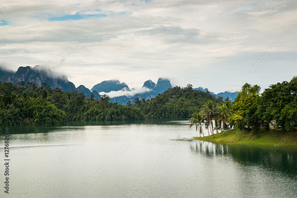 Mountain and Clouds in Ratchaprapha Dam or Khao sok national park Mountain and Clouds in Ratchaprapha Dam or Khao sok national park