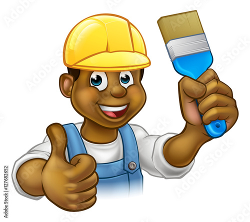 Black Painter Decorator Cartoon Character