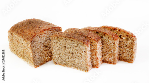 Sliced rye fresh bread isolated on white