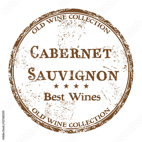 Brown grunge rubber stamp with the text best wines, Cabernet Sauvignon, written inside the stamp