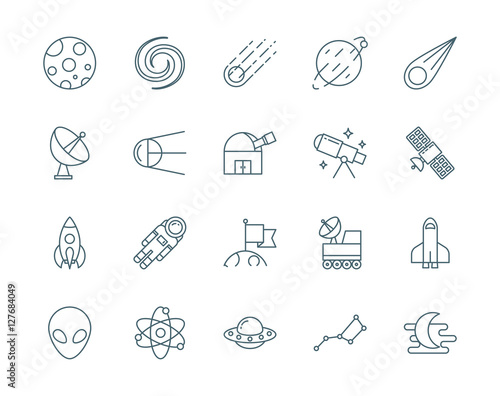 Set of astronomy, science vector icons