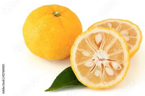 Citrus junos on white background