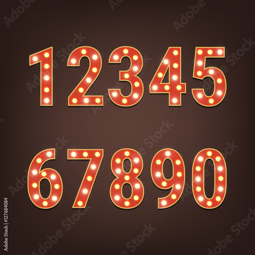 Retro numbers with light bulbs