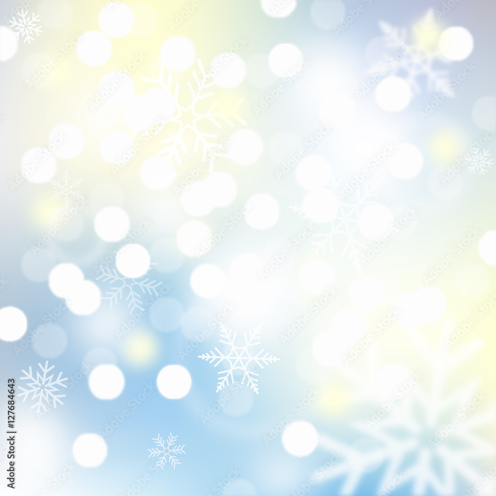 Winter background, bokeh and snowflakes Winter background, bokeh and snowflakes