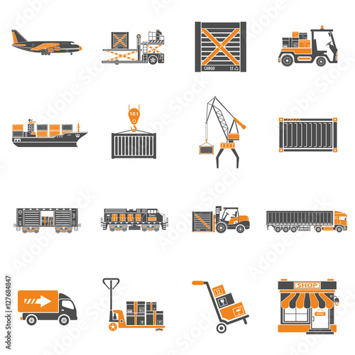 Cargo Transport and Packaging Icon Set