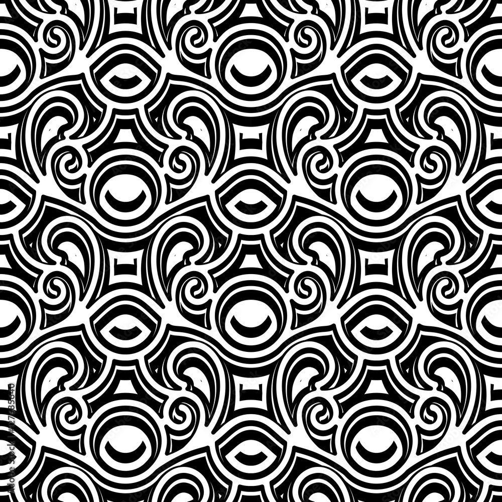 Vintage curly seamless pattern
