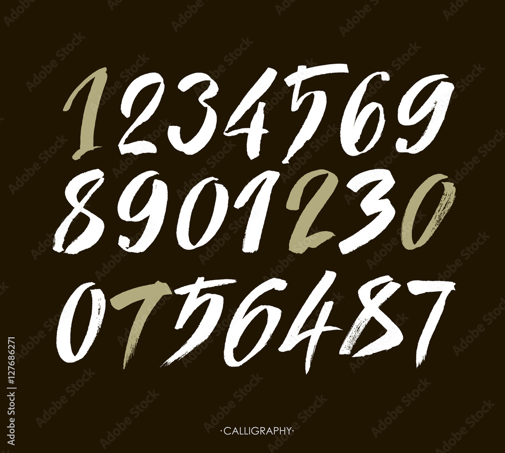 vector set of calligraphic acrylic or ink numbers vector set of calligraphic acrylic or ink numbers