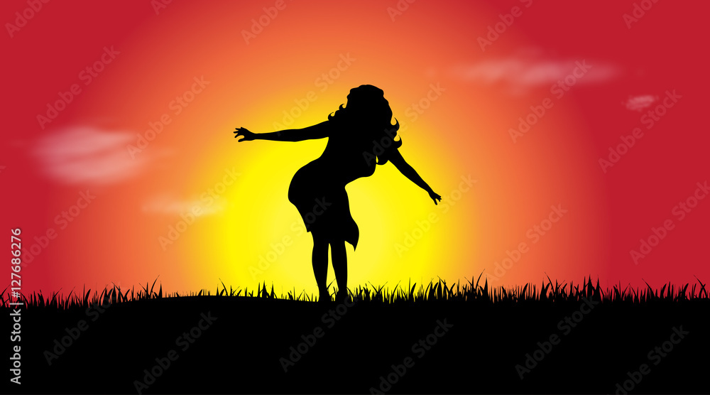 Vector silhouette of woman.