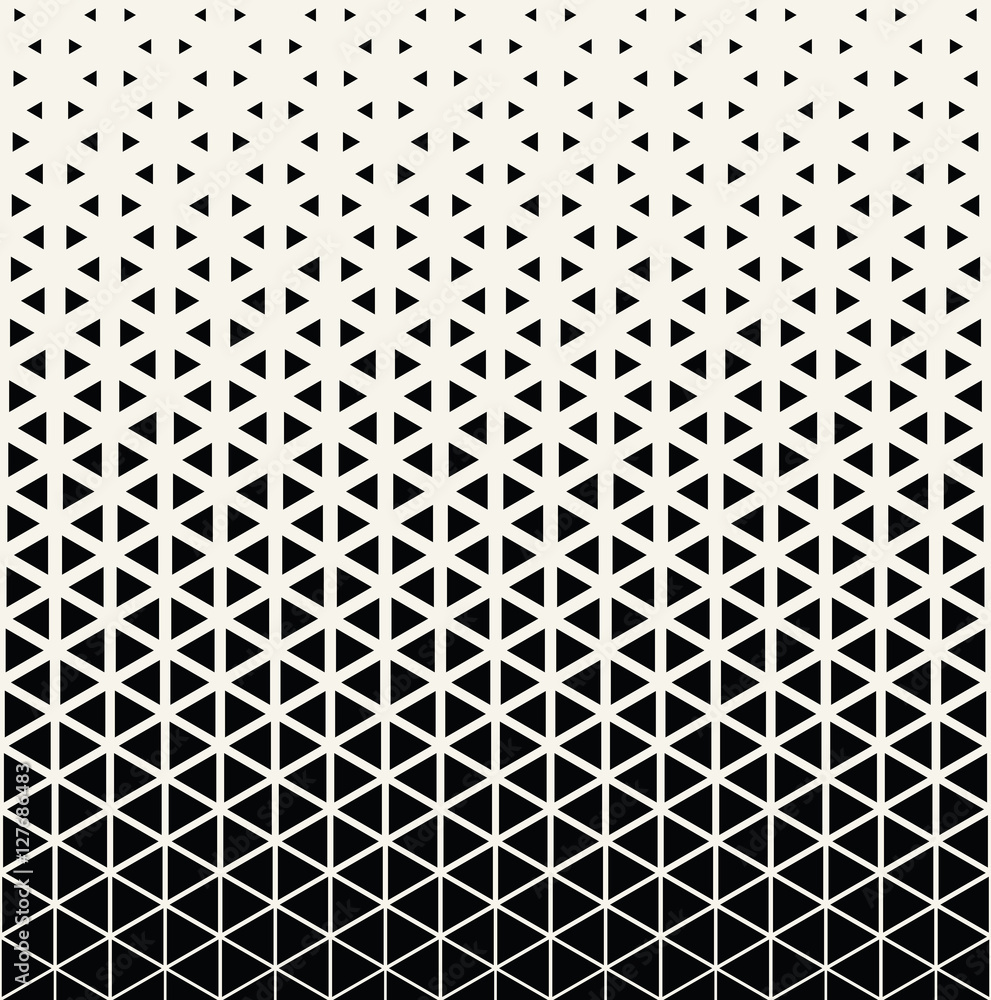 Abstract geometric black and white graphic design print halftone triangle pattern