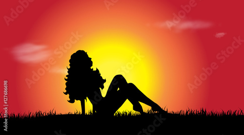 Vector silhouette of woman.